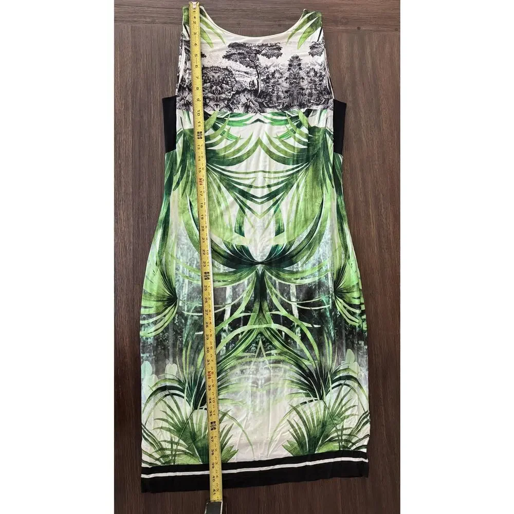Ana Alcazar Dress Womens M/L 40 Oriental Tropical Palm Print Sheath Green Unique - Picture 10 of 12